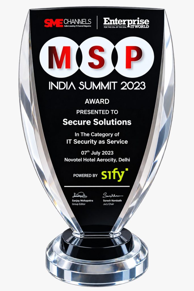 MSP India Summit 2023 award — IT Security as a Service